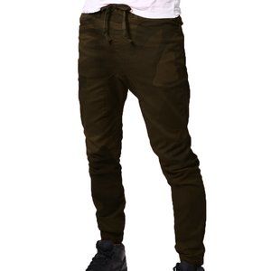 Men's Drawstring Harem Jogger Pants Olive Camo